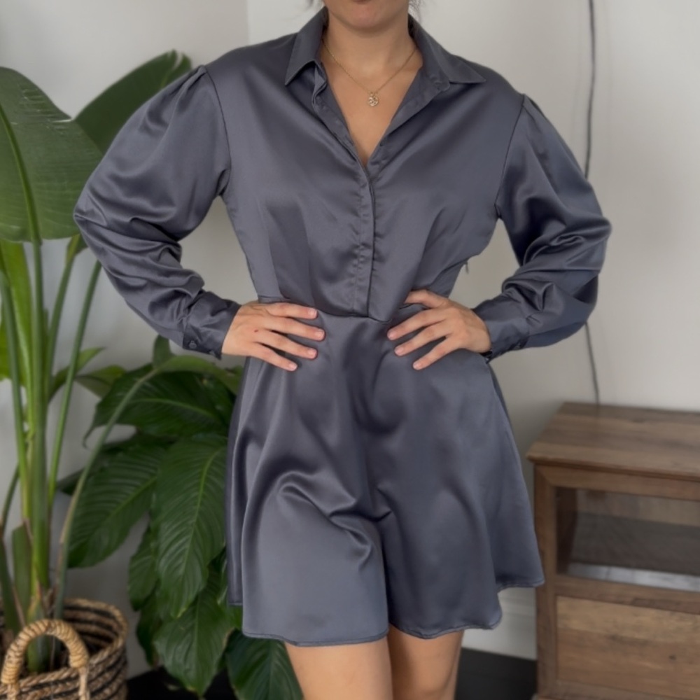 Satin Shirt Dress – Size 38 (US 6)